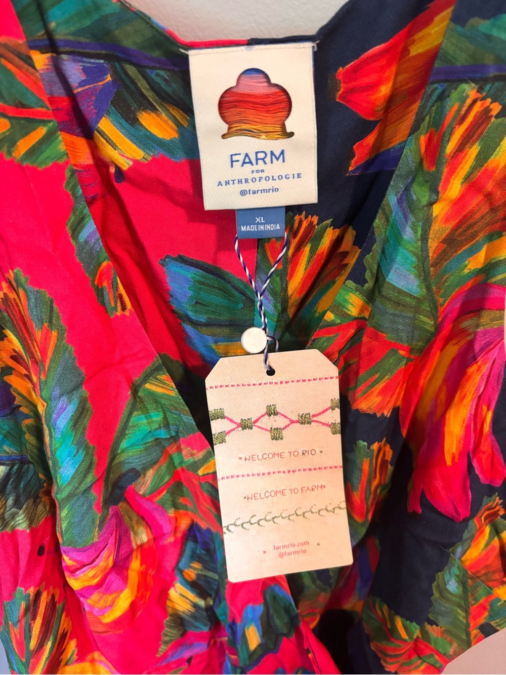 Farm Rio Cover Up Wrap Dress in Pink and Blue - Picture 5 of 10